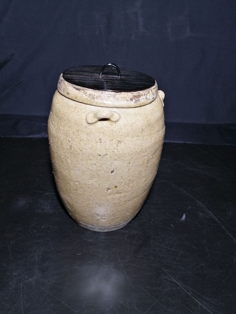 【茶道具】時代黄瀬戸壺形水指　枌目蓋　水指83