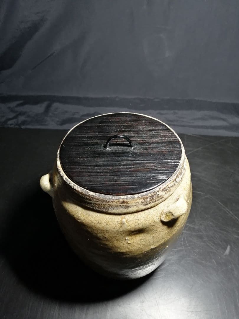 【茶道具】時代黄瀬戸壺形水指　枌目蓋　水指83