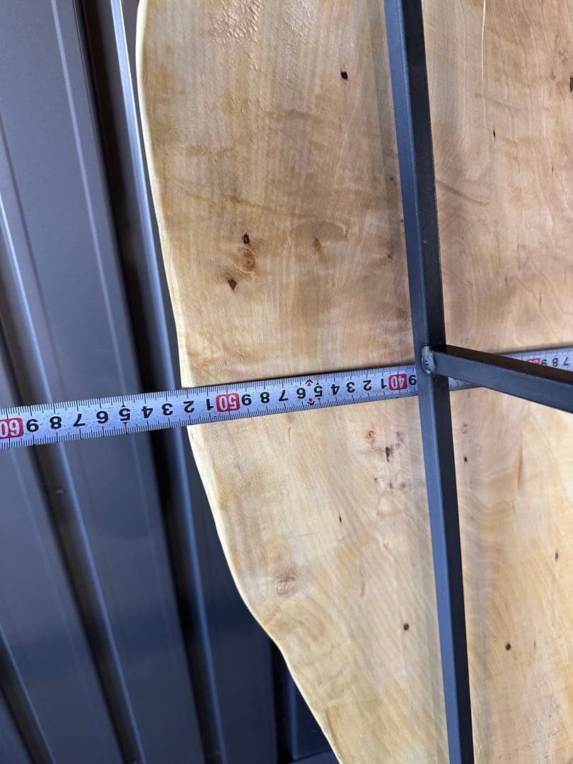 栃　トチ　一枚板テーブル　ローテーブル　ベンチディスプレイ　アイアン　民泊