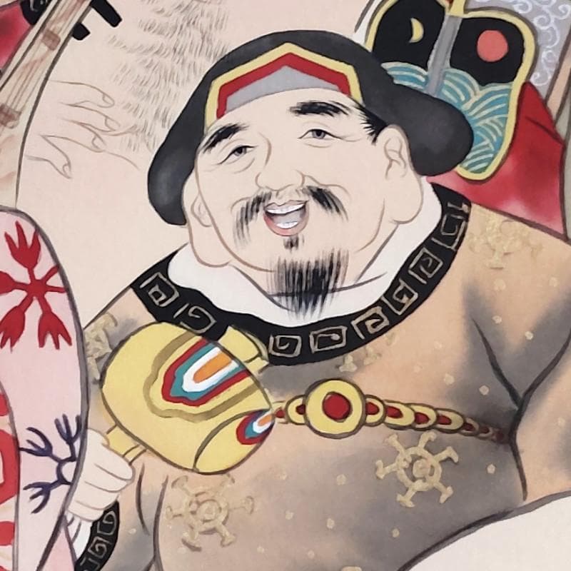 掛軸☆森 西鶴☆「七福神」良好