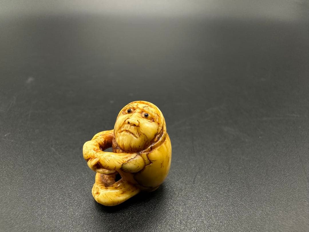 緒締　緒締玉　2点　だるま　天然材質　骨董古美術