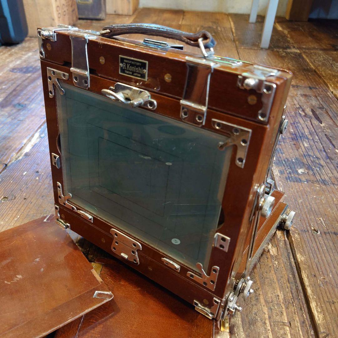 R.Konishi 木製 大判カメラ 蛇腹カメラ シャッター レンズ 三脚