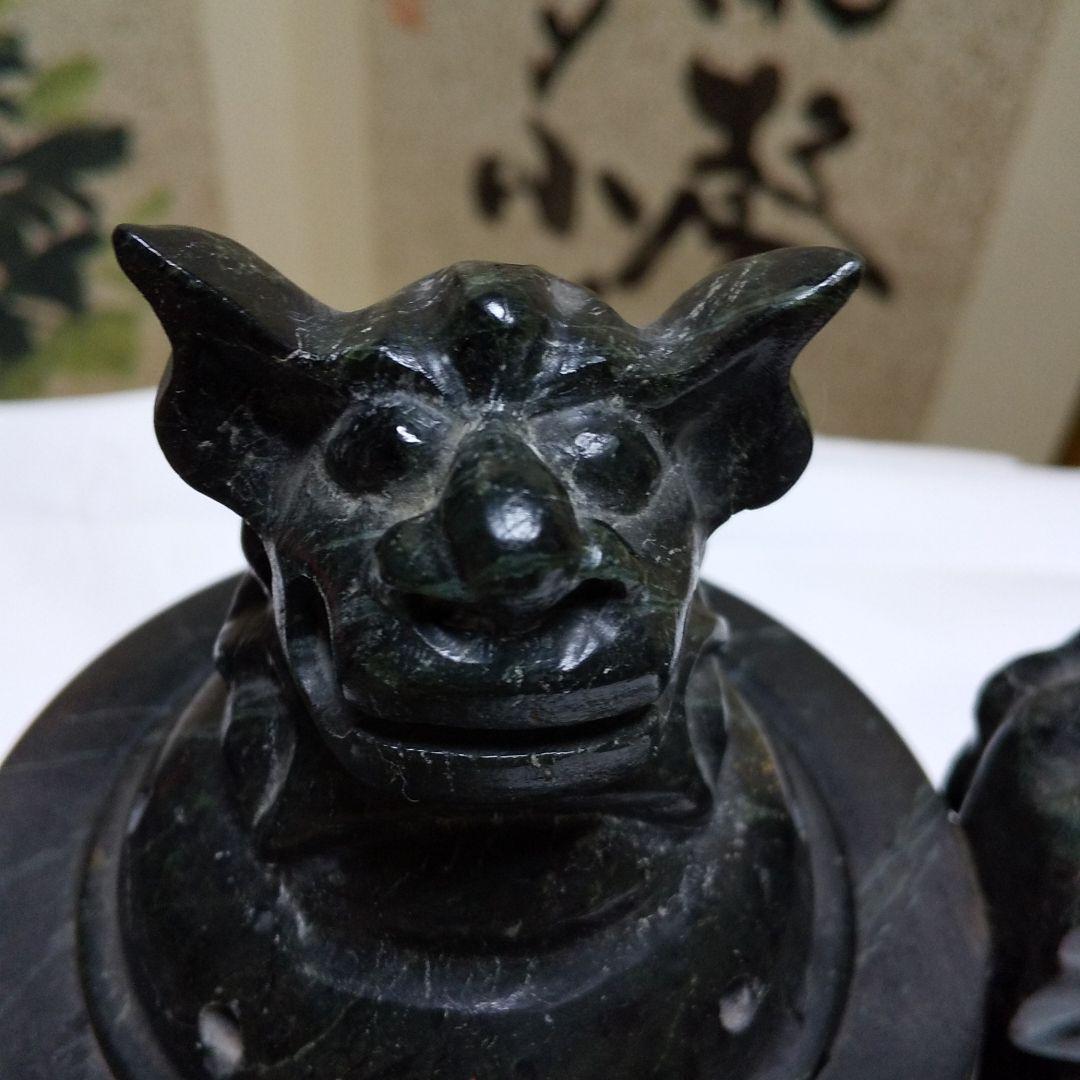 骨董 中国古玩 蛇紋石 三足香炉