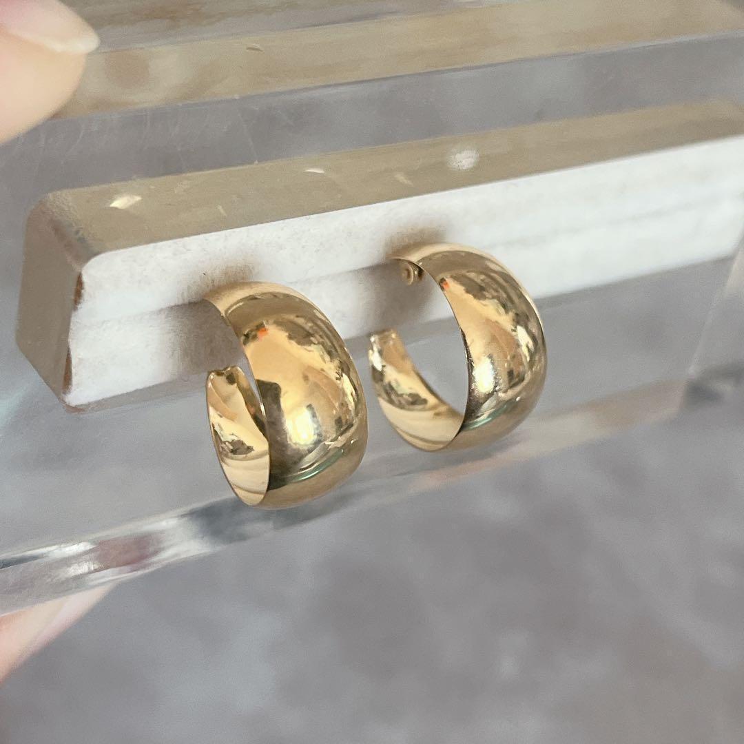【34新品未使用】 月甲 K18YG ピアス フープピアス 刻印あり
