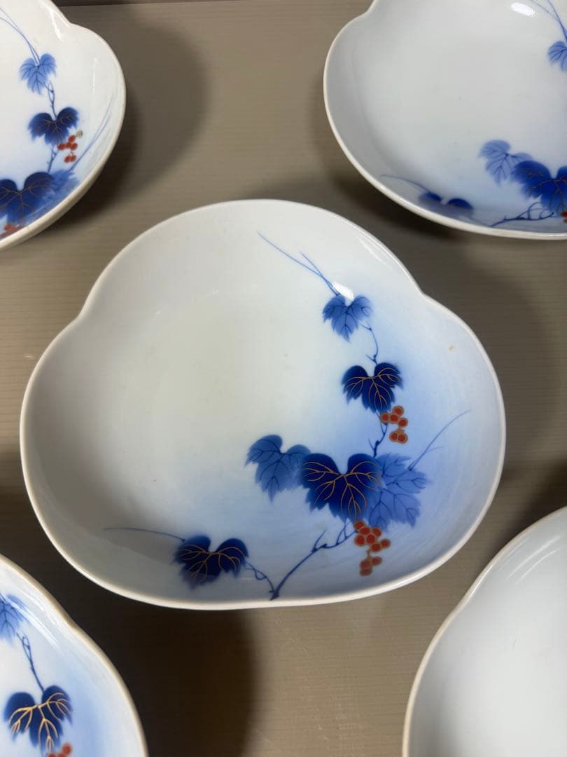 2208 有田焼 芳祥堂特製　葡萄瑠璃　皿　5客