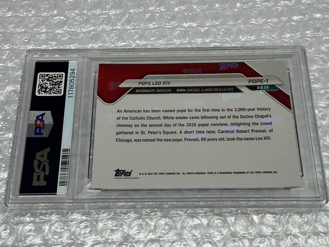 2025TOPPS NOW POPE LEO XIレオ14世ローマ教皇PSA10
