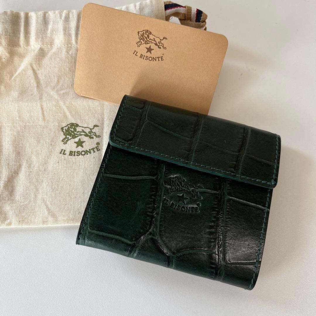 イルビゾンテ IL BISONTE クロコ型押し　ミニウォレット　二つ折り財布