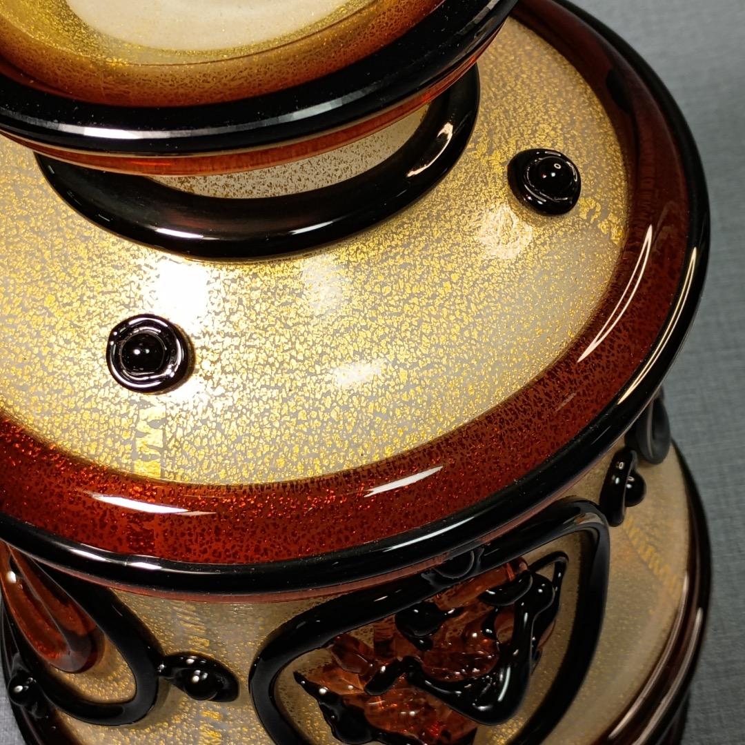 ■岩田久利 作 『硝子紋章花壷』 共箱　27cm　花瓶　技工名品 日展評議員