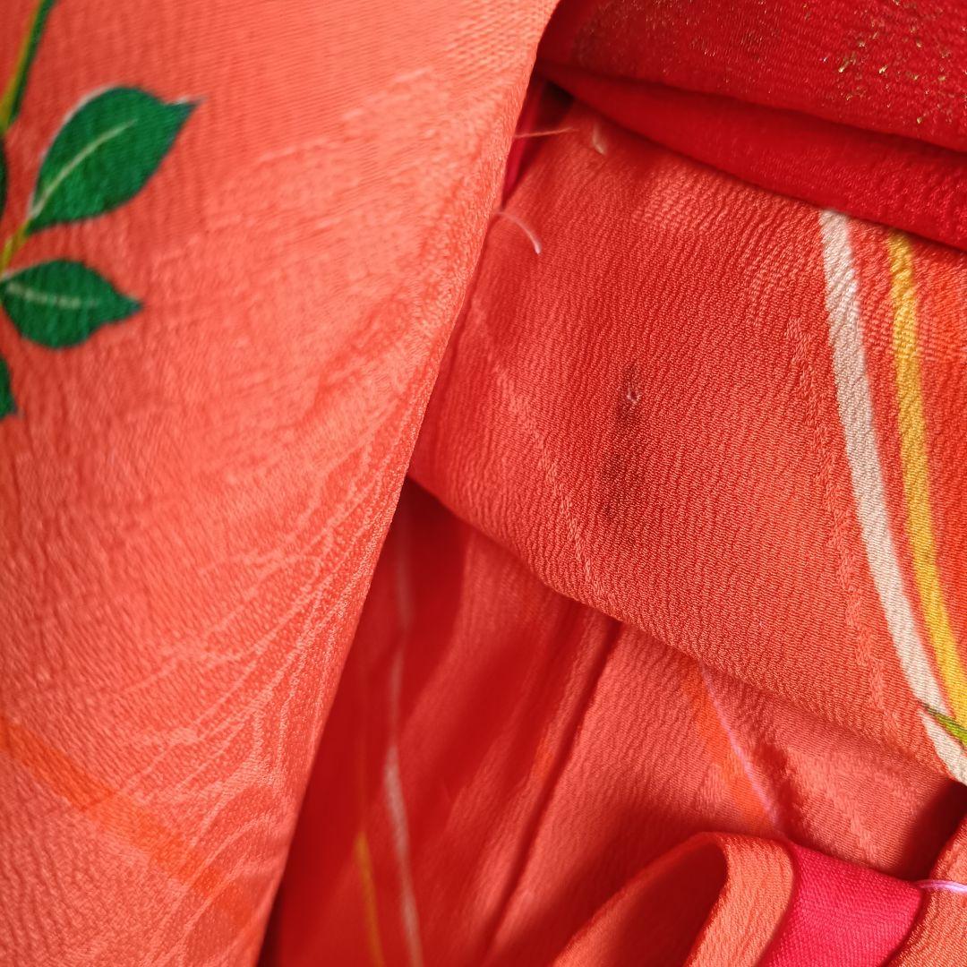 アンティークオレンジに花薬玉の着物と作り帯☆2歳から3歳