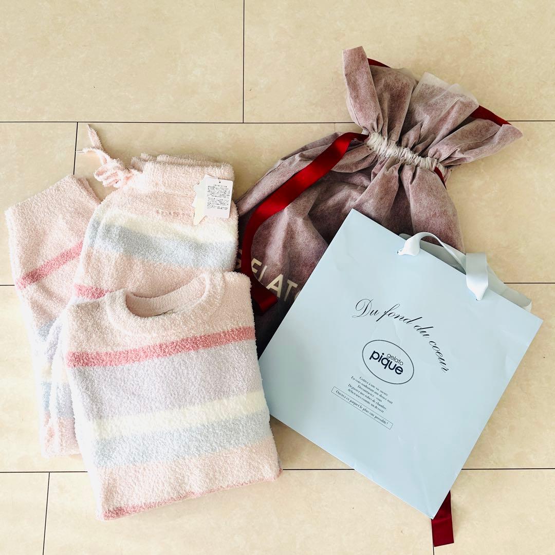 gelato pique ベビモコカラフルボーダー　上下ウェアセット⚠️発送1/6