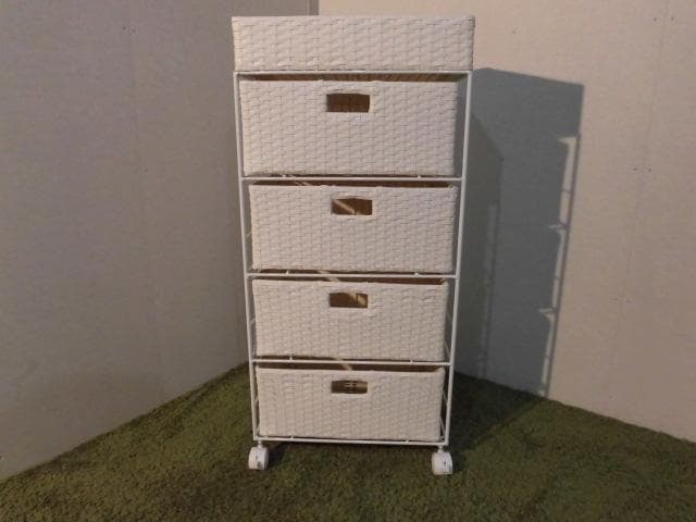 アウトレット【送料無料・新品】ラタン風★サニタリー★ランドリーチェスト/ホワイト