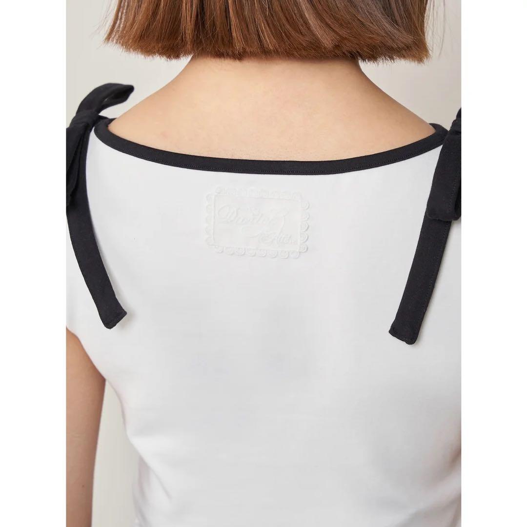 新品タグ ダーリッチ リボンDDロゴノースリトップス ホワイト