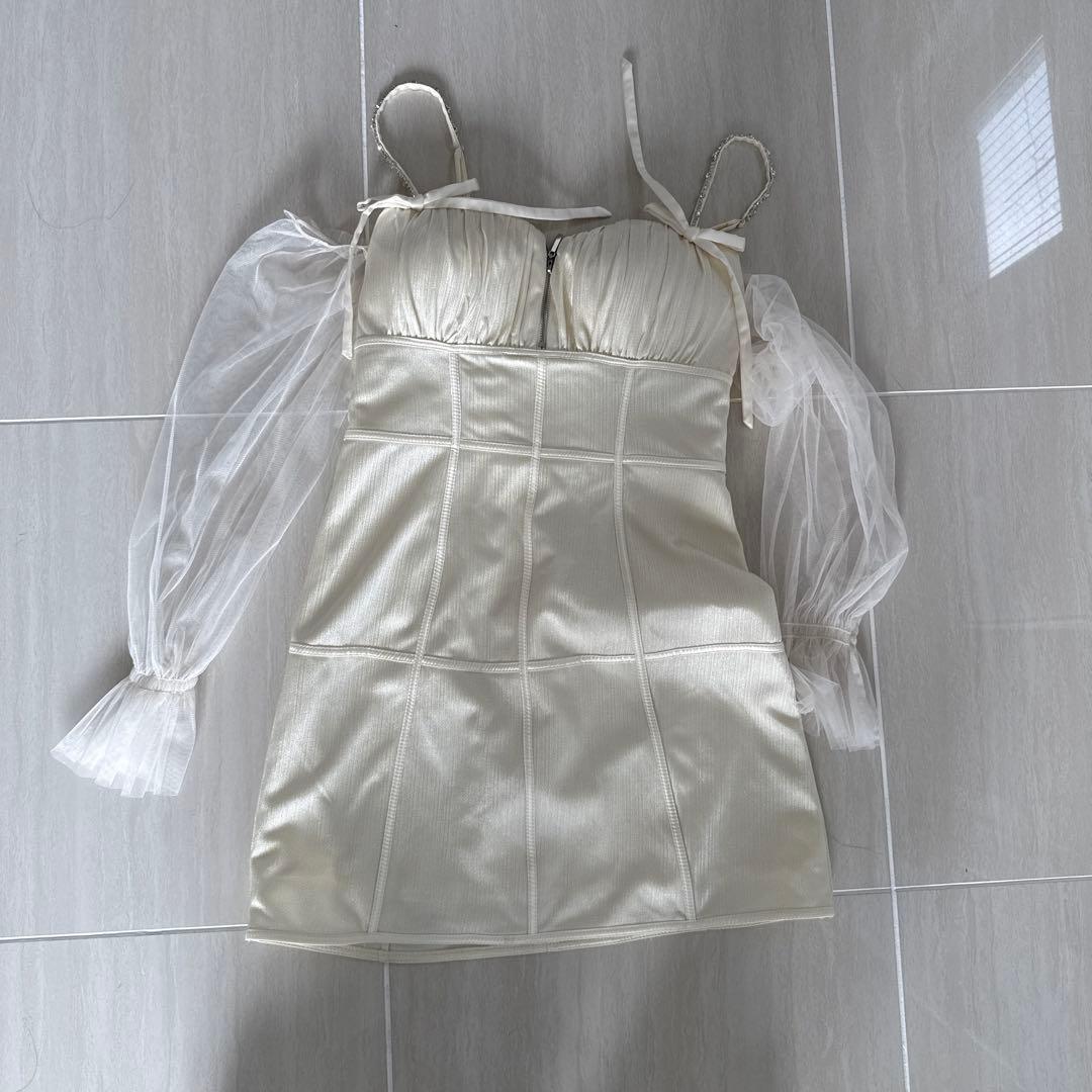 ROBE de FLEURS アイボリー ボディコンドレス S