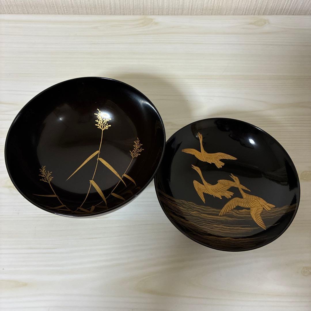 骨董　汁椀　木製漆器　蒔絵　アンティーク