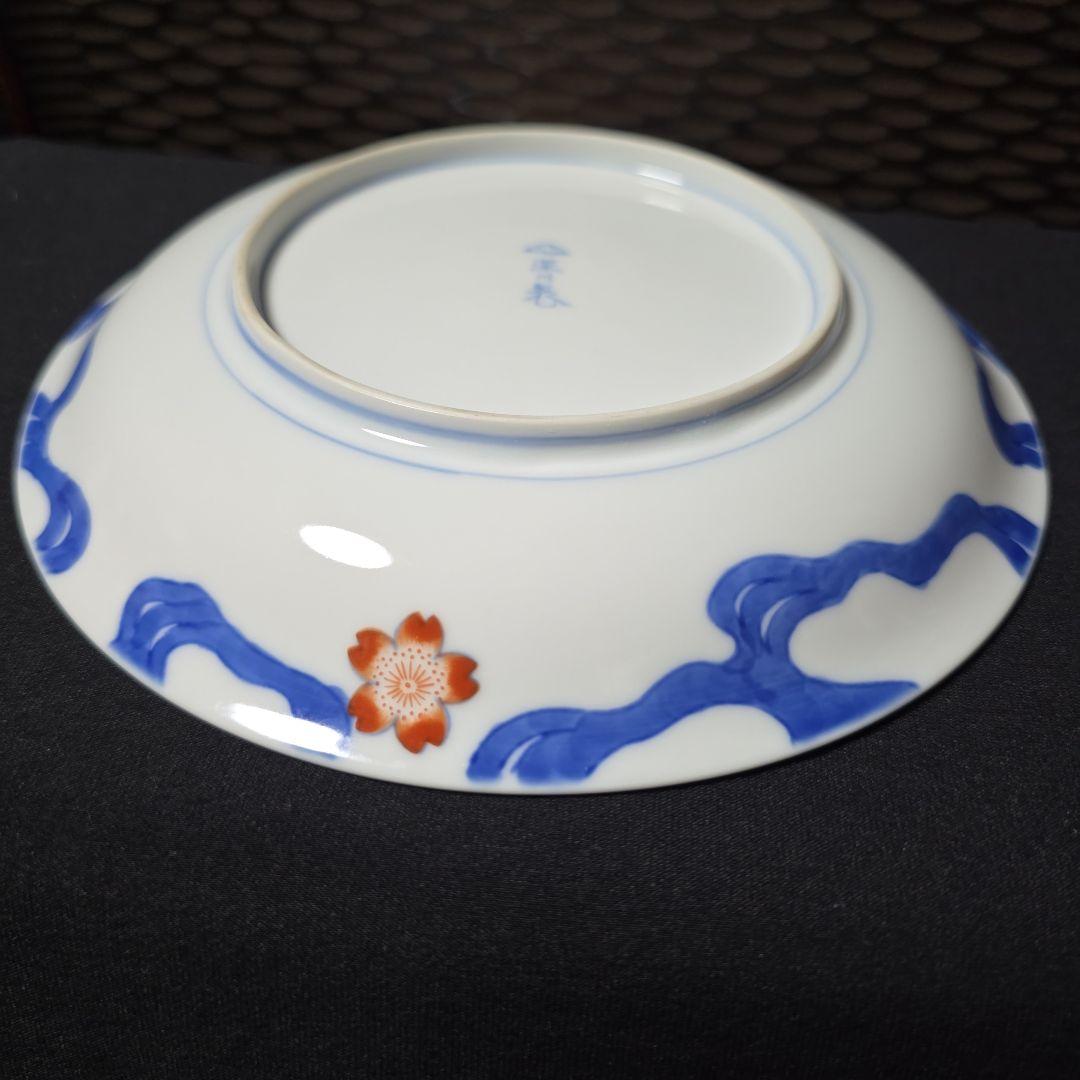 ご購入者様ご確認用　①深川製磁　希少　川に桜　中皿　18.5cm 　絵皿　1枚