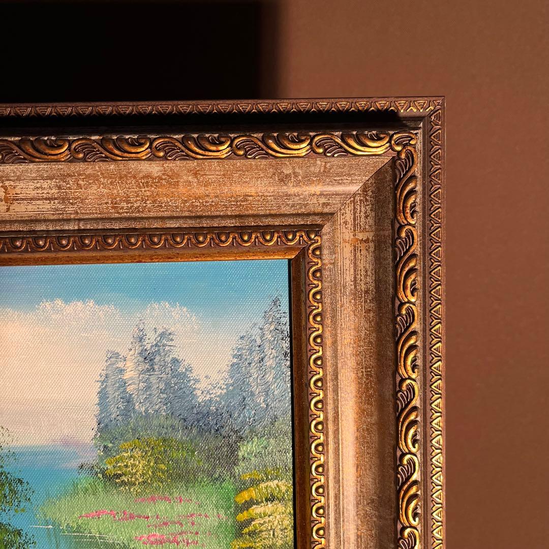 手書き油絵 春の訪れ 額付 絵画 インテリア 油彩画