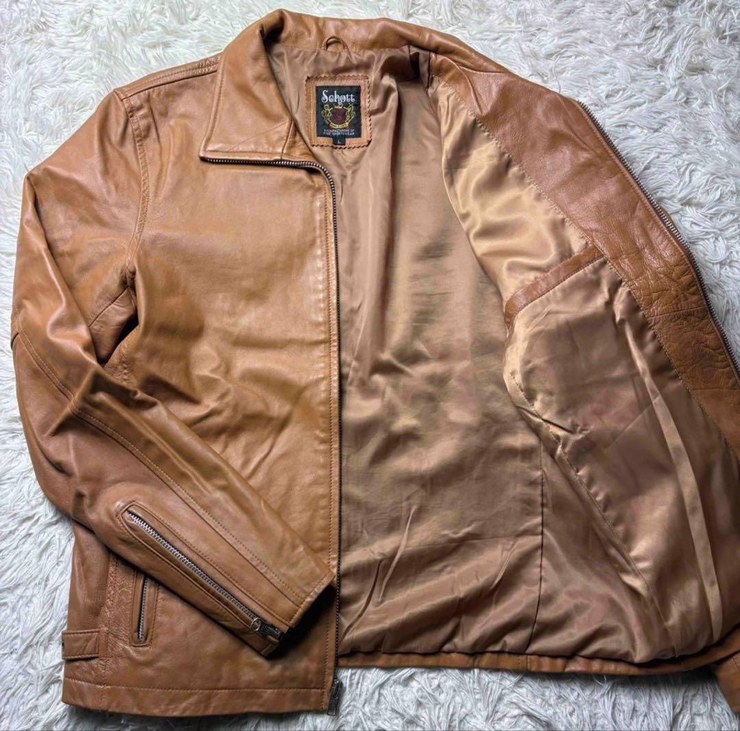 希少　Lサイズ　ショット　Schott ラムレザージャケットシングル ロゴ刺繍