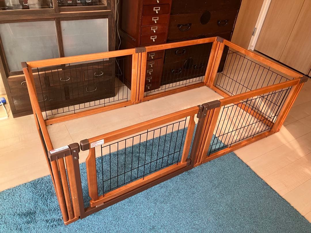 中古　Richell リッチェル ペット用 木製3WAYサークル 6面50H