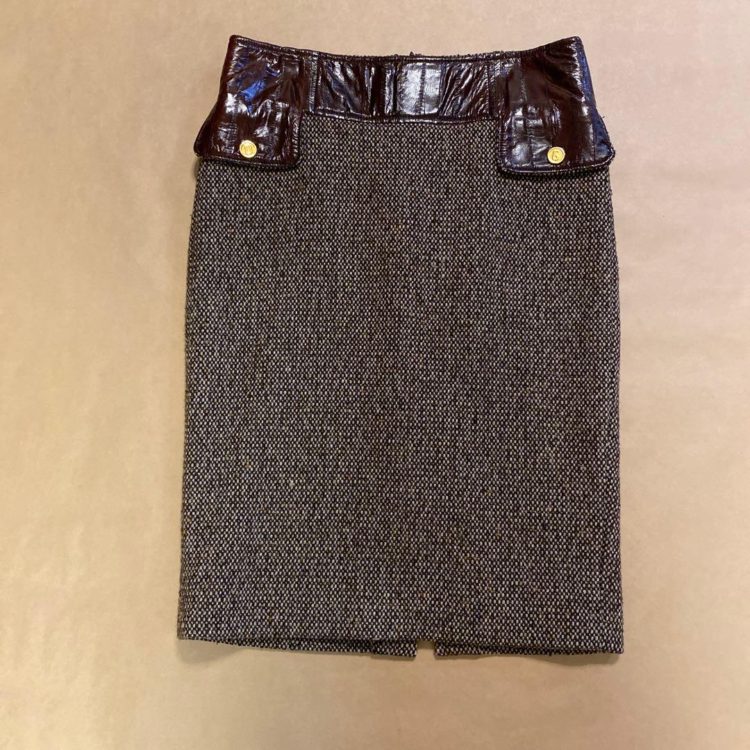 D&G ブラウン系ツイードタイトスカート