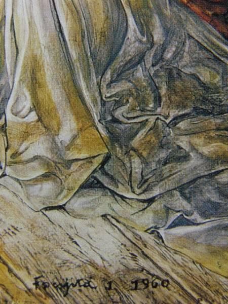 藤田嗣治、【キリスト降誕】、希少な額限定装用画集より、新品額装付