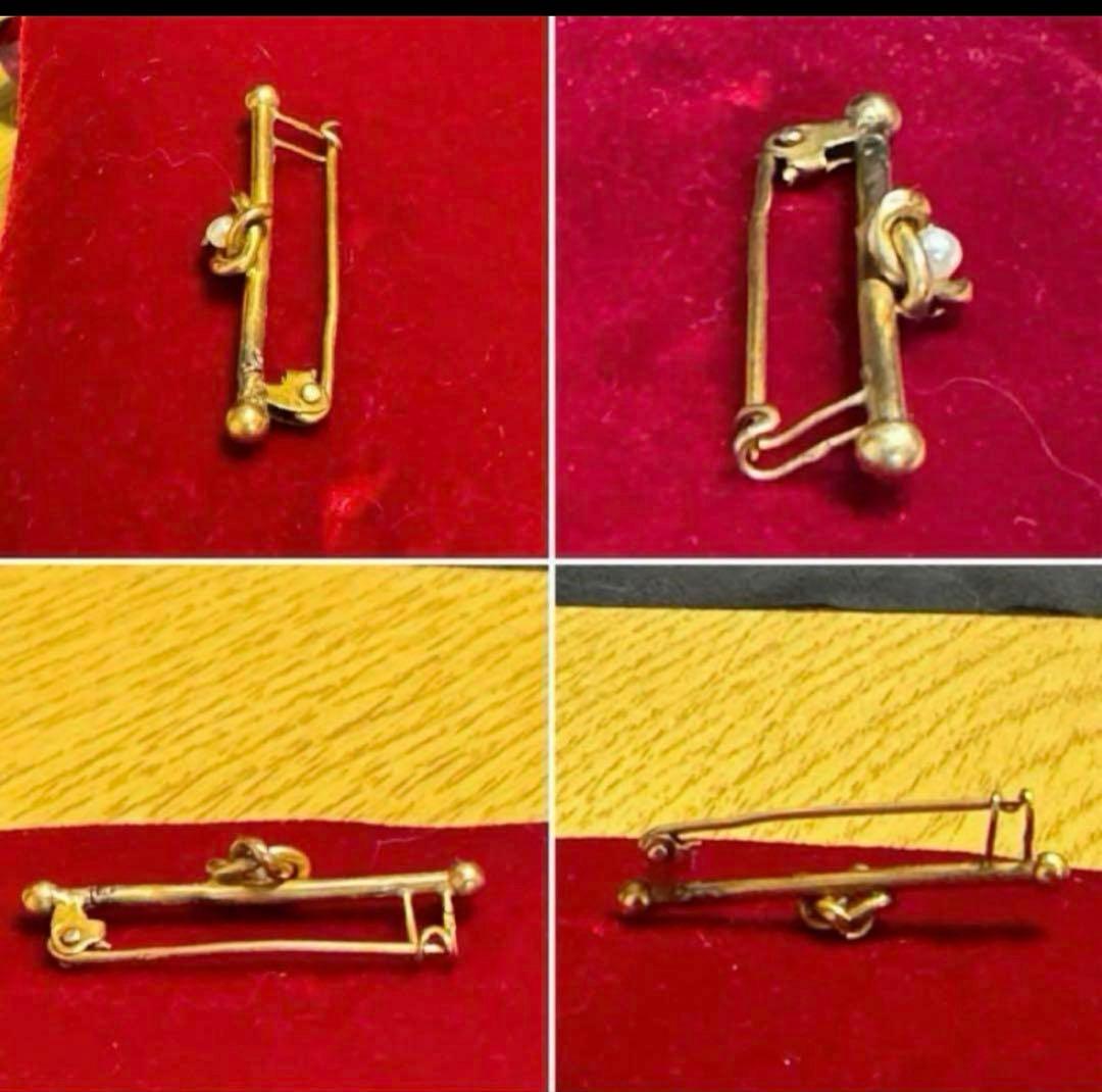 セール‼️フランス　アンティーク　18金　シードパール　ブローチ。長期保存、現状