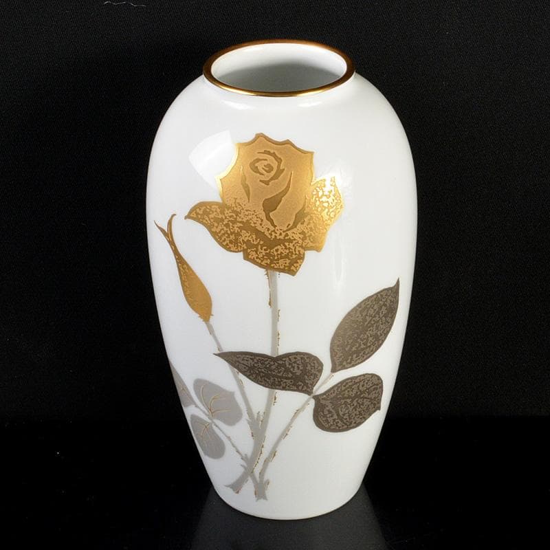 大倉陶園　OKURA　金蝕薔薇文　花瓶　N　6265