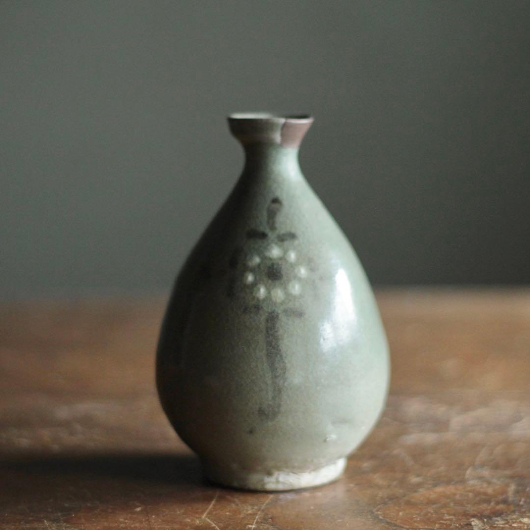 高麗青磁 白黒象嵌 徳利 酒器 古美術 古道具 アンティーク 朝鮮美術 高麗美術