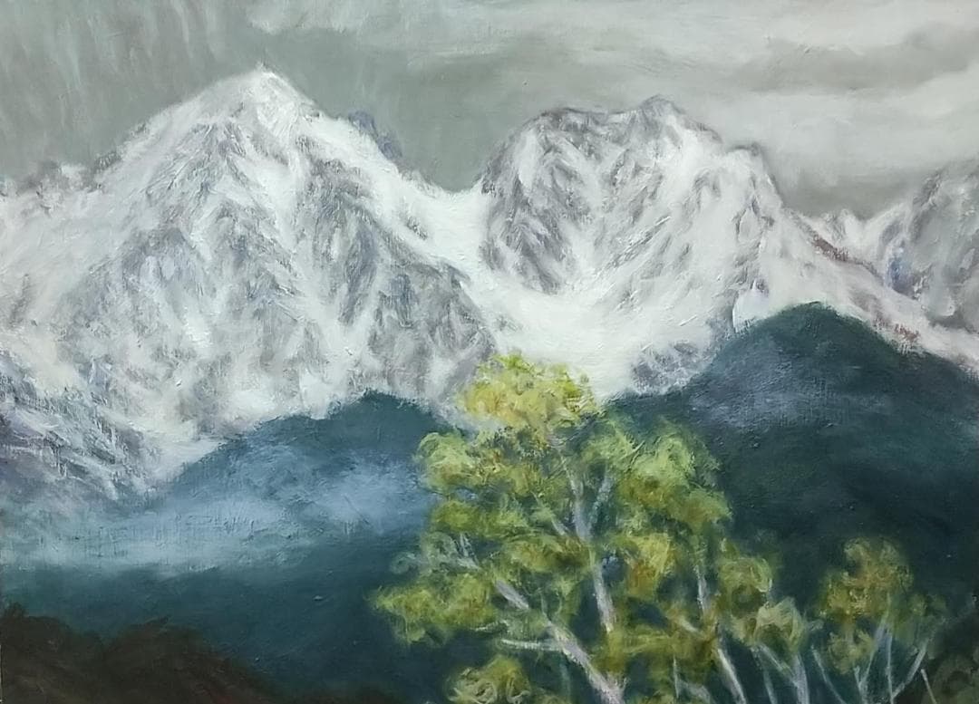 「白馬三山」1988 F15 絵画 油絵