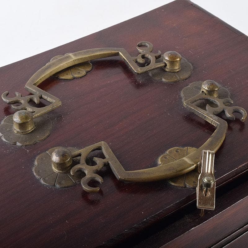 中国　竹嵌　骨牌　背竹牌　麻雀牌　唐木箱付　M　8054