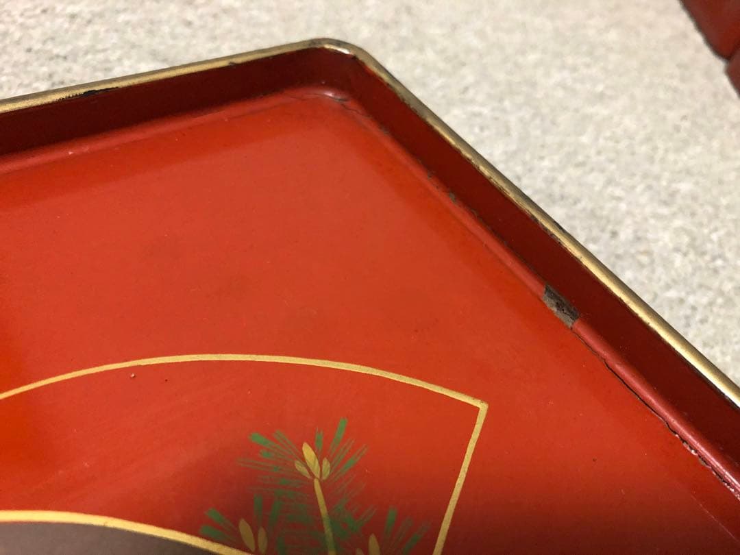 ミニお膳　アンティーク 10膳セット　木製収納箱付き　骨董品