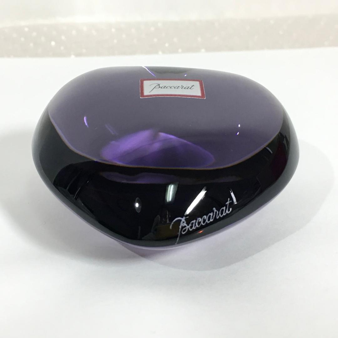 ○希少美品！ Baccarat バカラ ハート ペーパーウェイト パープル 紫
