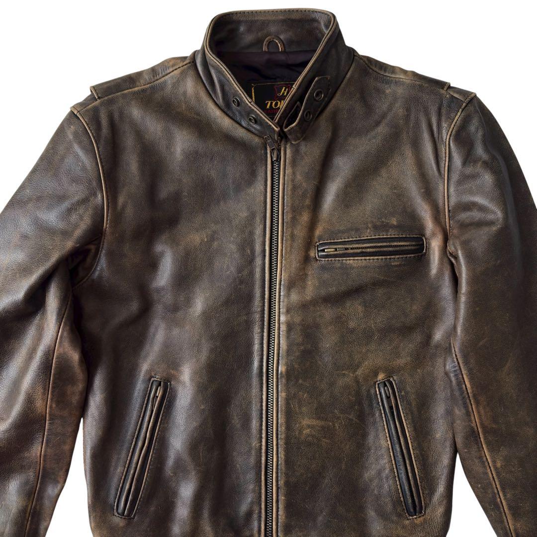 舶来堂 シングルライダース ジャケット 革ジャン ブラウン バイク ビンテージM