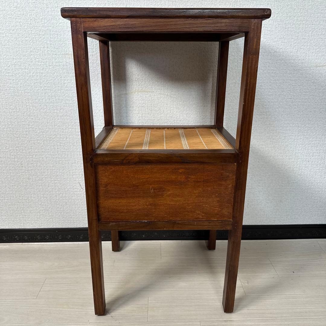 アジアン 民芸 簾 金属取手 金具 鋲打 電話台 花台 サイドテーブル i1※