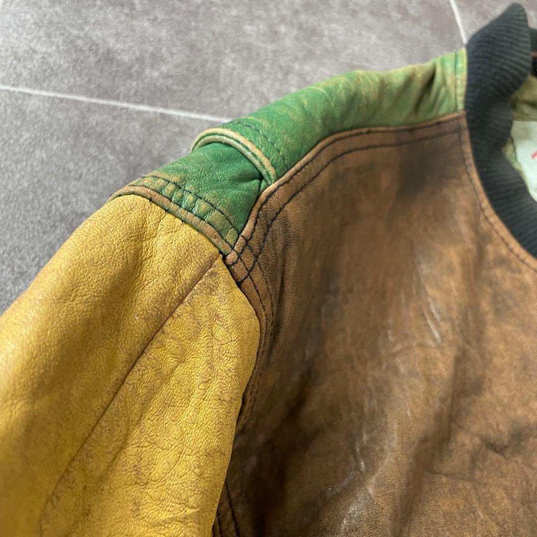 ヴィンテージ M.Julian 本革 レザーボンバージャケット 切替カラー