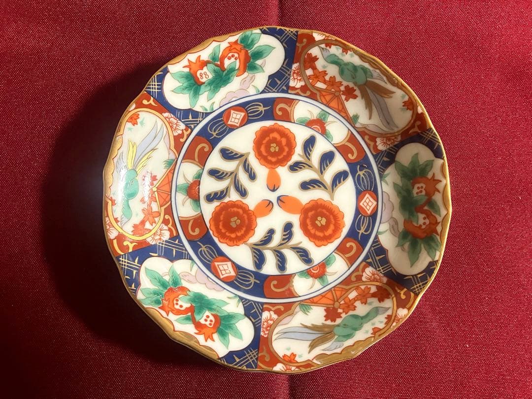 前畑 庫山 古伊万里 金彩花鳥色絵 5客