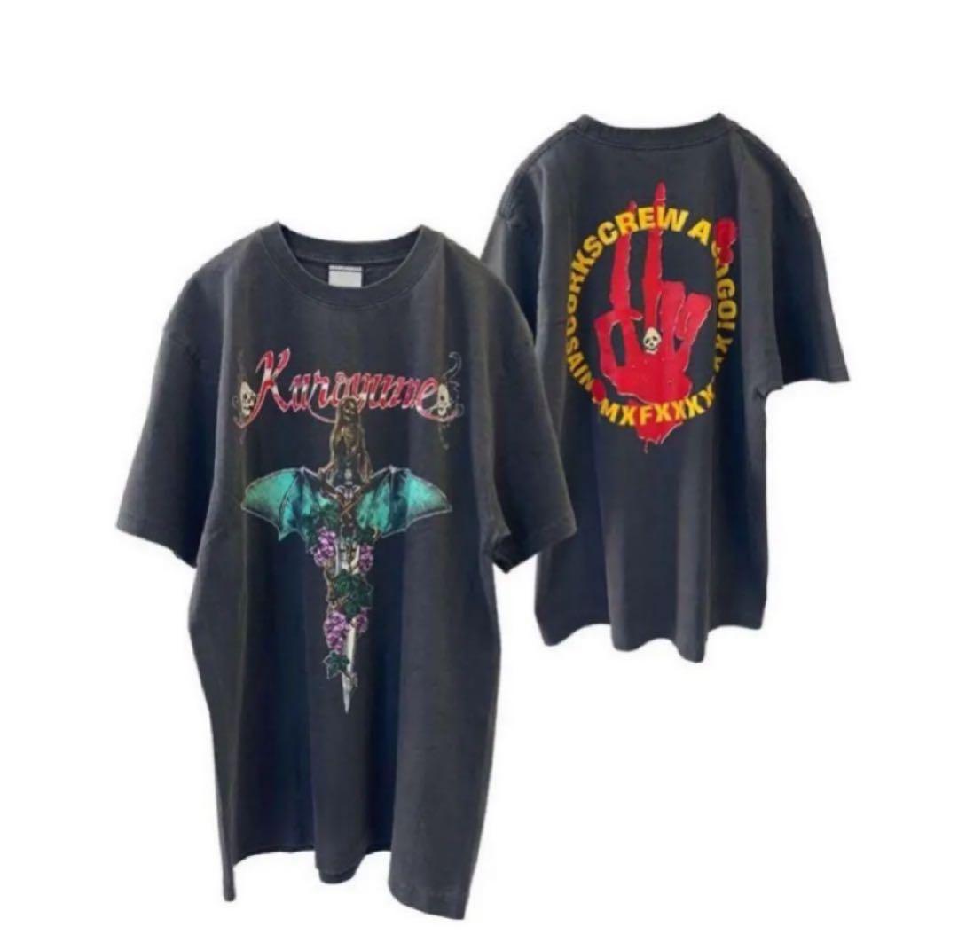 黒夢 × セントマイケルTシャツKnife & Grape（pigment）XL