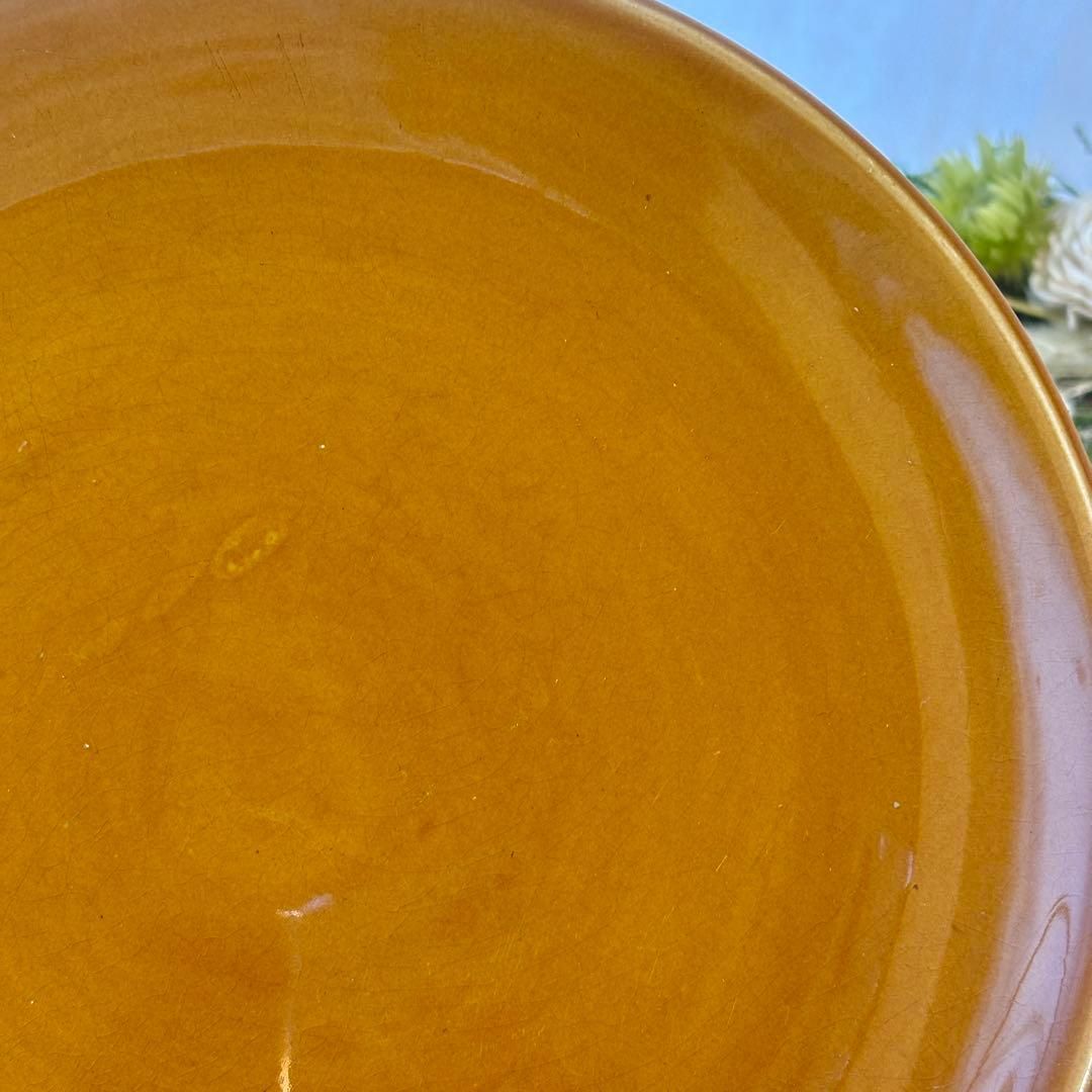 フランスヴィンテージ　サンタマン窯　プレート2点イエローブラウン古道具ブロカント