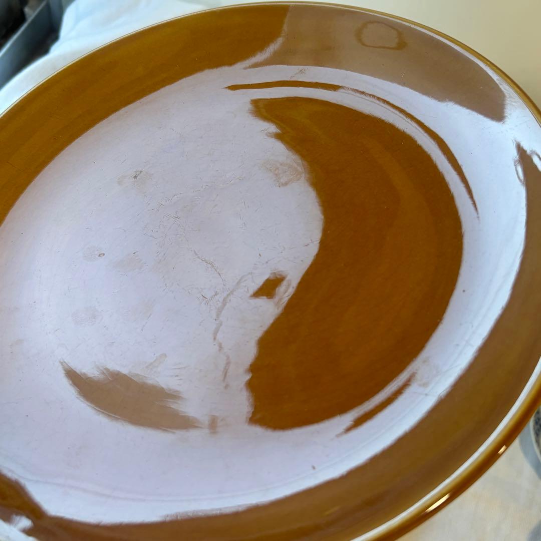 フランスヴィンテージ　サンタマン窯　プレート2点イエローブラウン古道具ブロカント