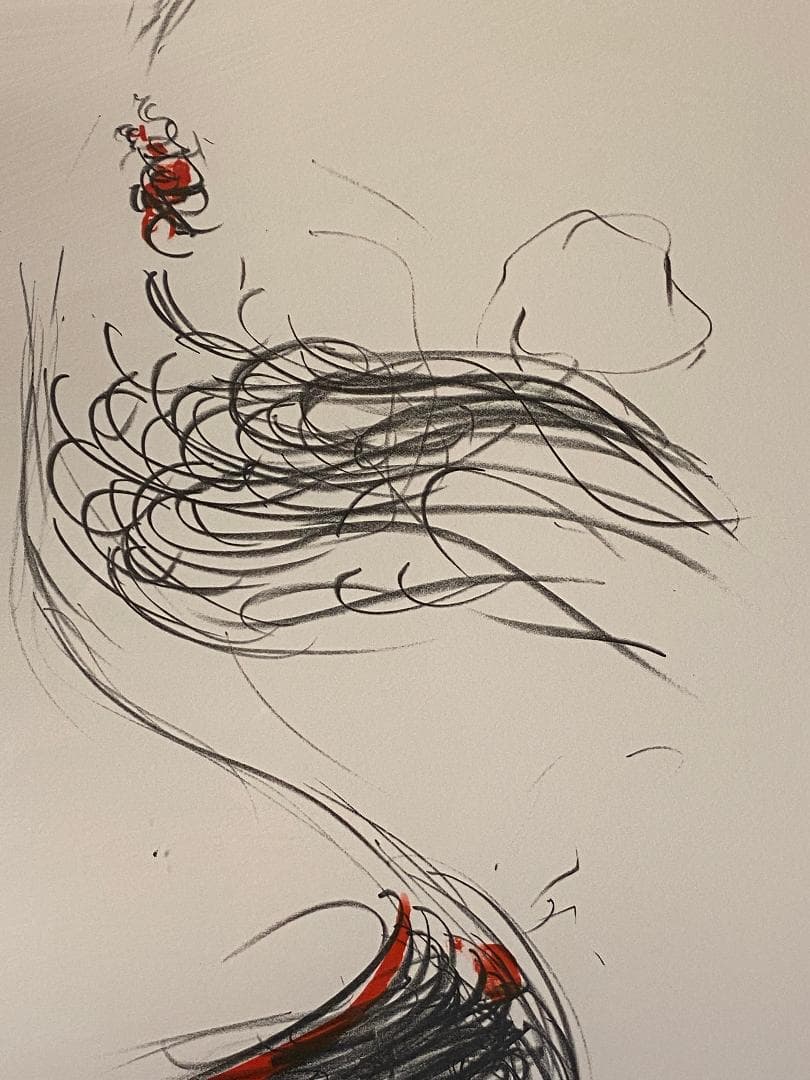 「真作」天野喜孝「朱夏花－あかいはな－」額装　版画　32/100　直筆サイン入り