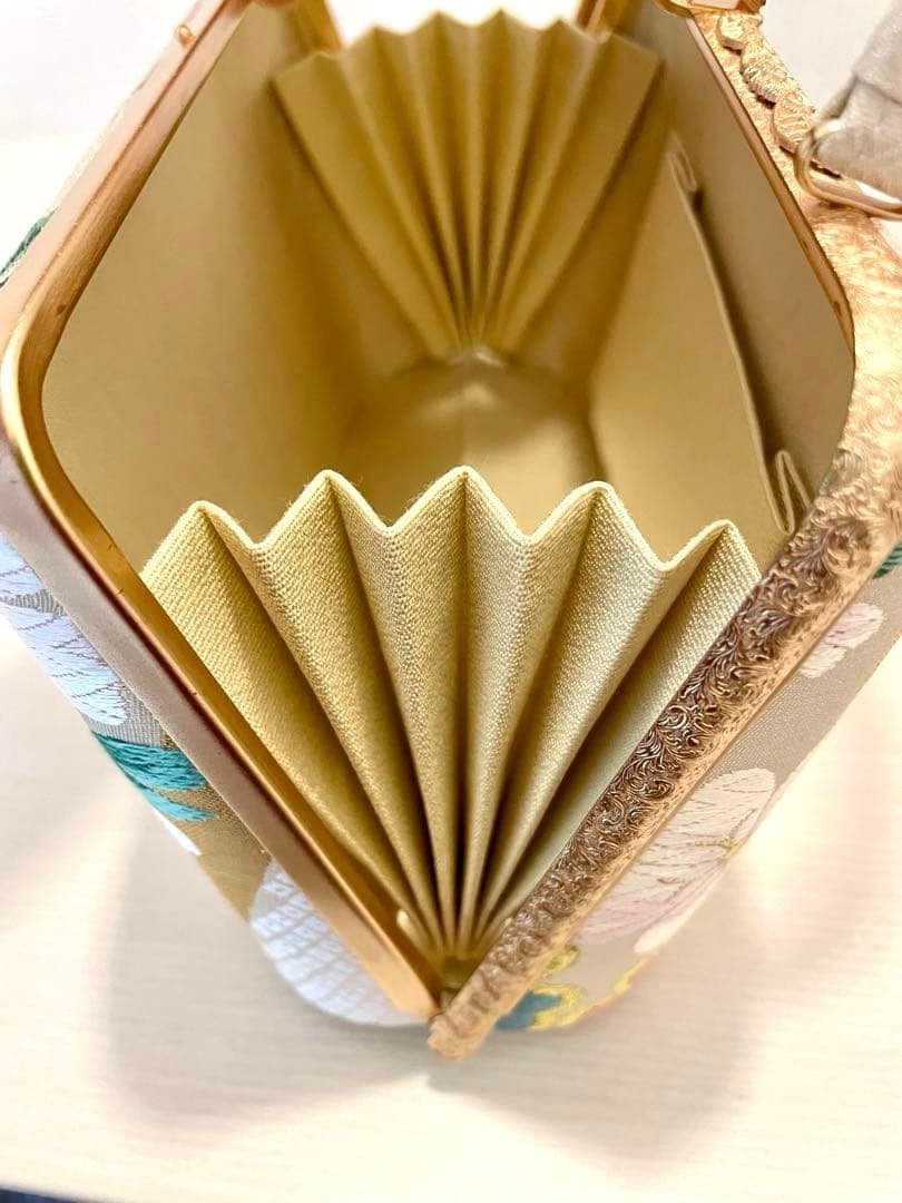 花柄 京都　西陣織　正絹　和装用バッグ　結婚式　成人式　パーティー