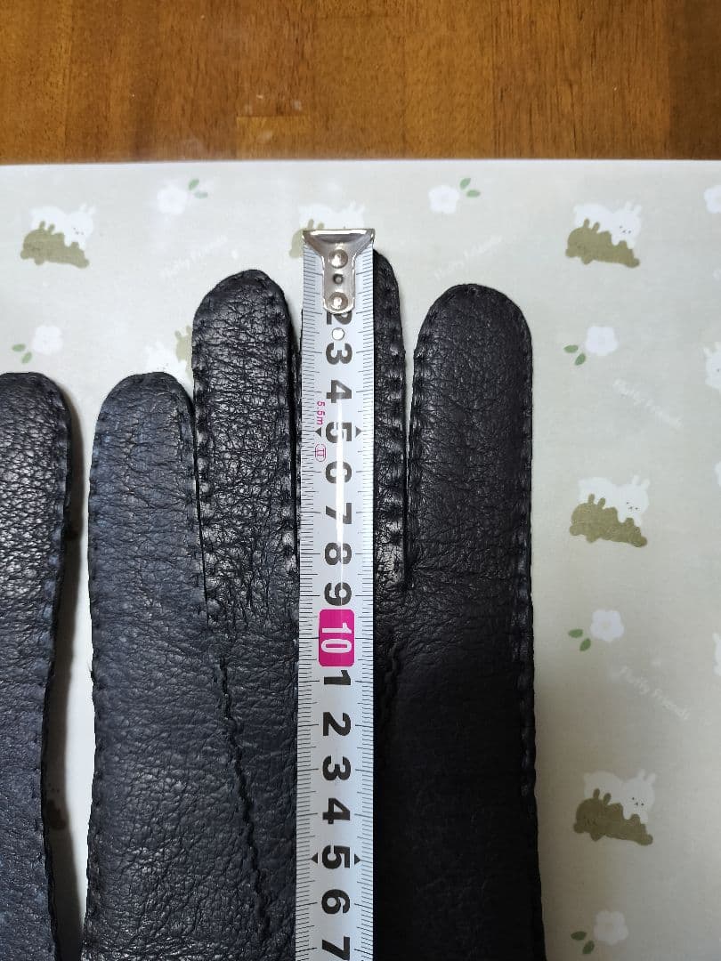 未使用　ペッカリー革手袋　カシミヤライニング　ブラック