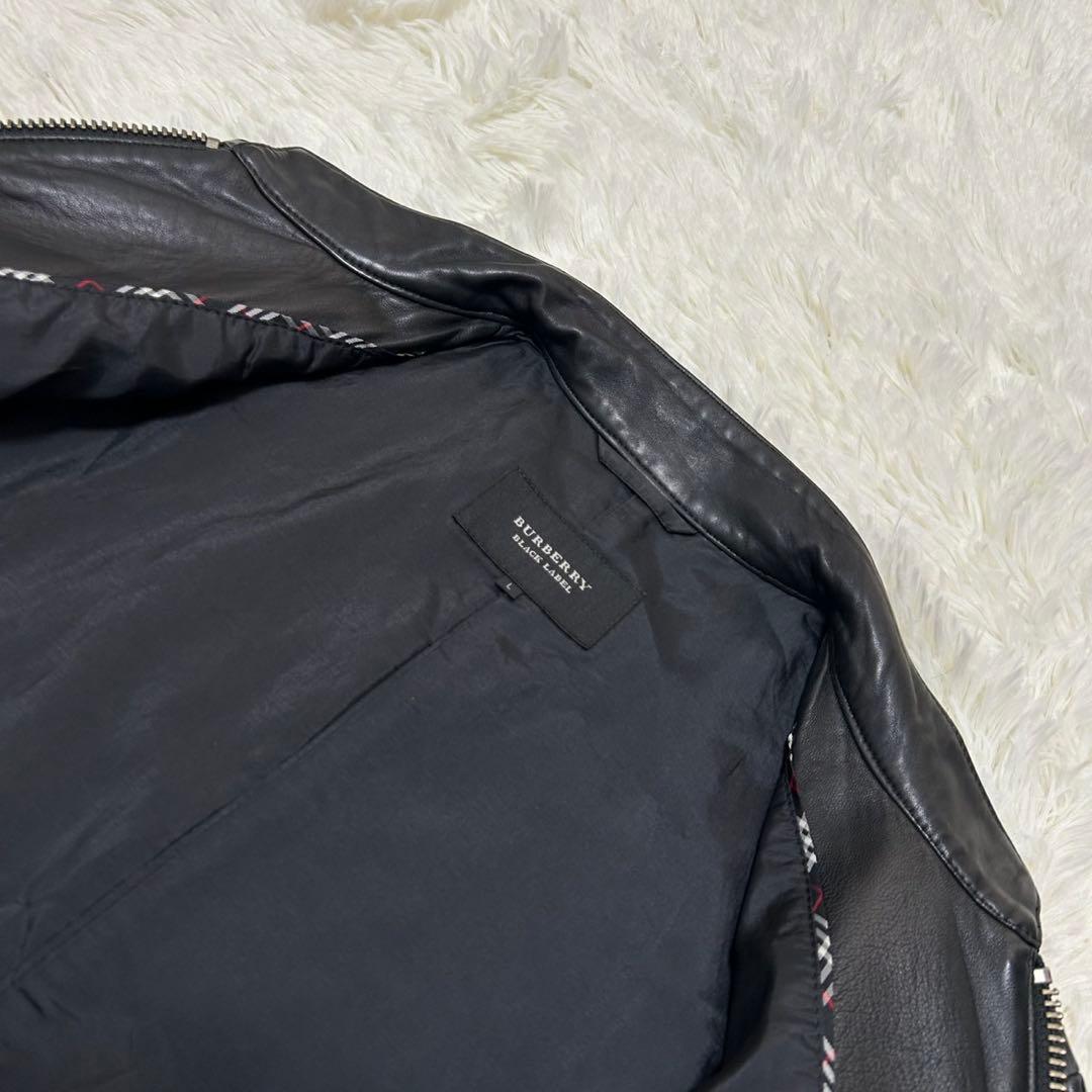 【美品/L】バーバリーブラックレーベル ライダース レザージャケット ノバ 黒