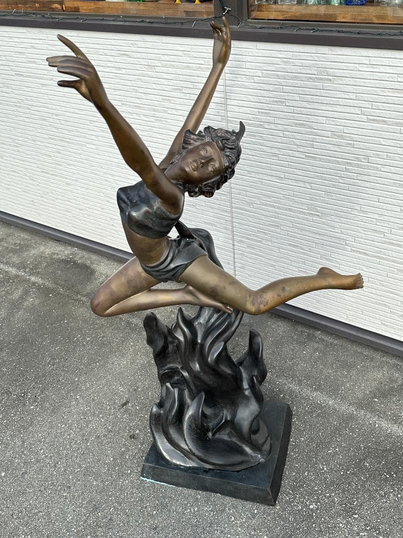 ★現地引取限定！！ 作家物 金属工芸 銅製 ブロンズ像 少女 女神 大型オブジェ