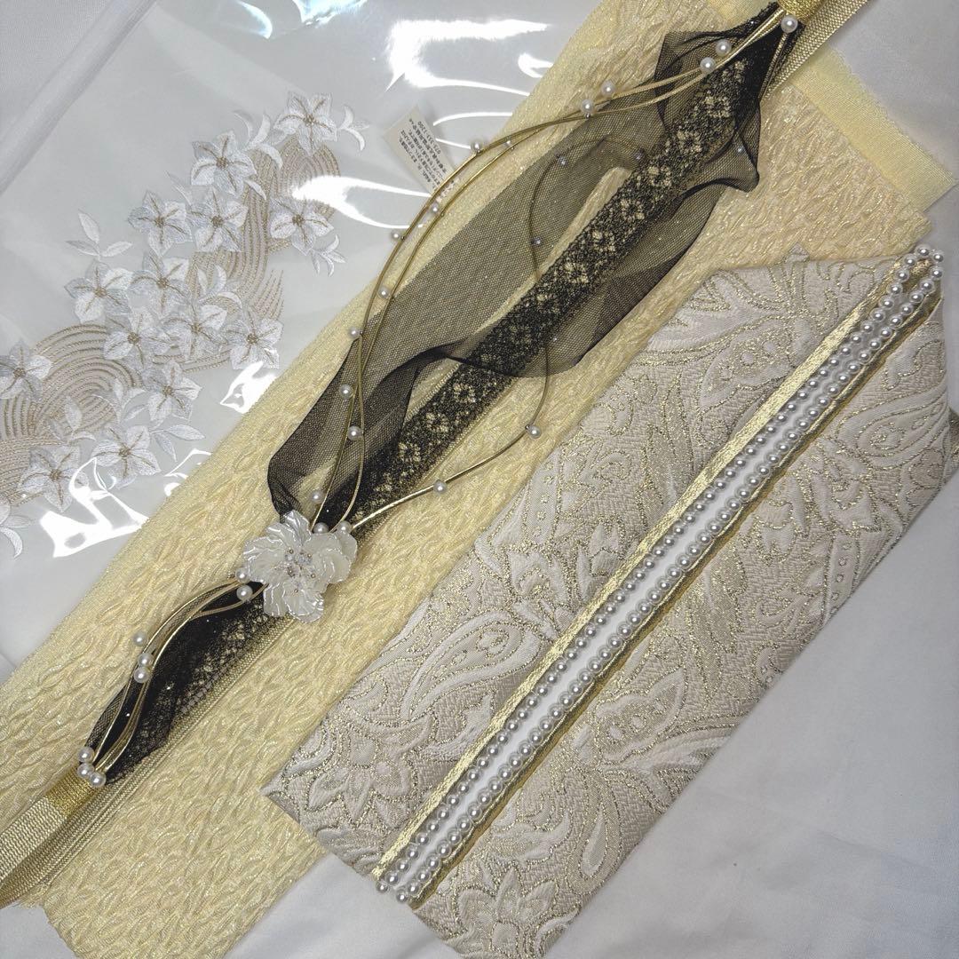 新品　2027年モデル　ゴールド　帯締め　帯揚げ　半襟　重ね襟　振袖セット