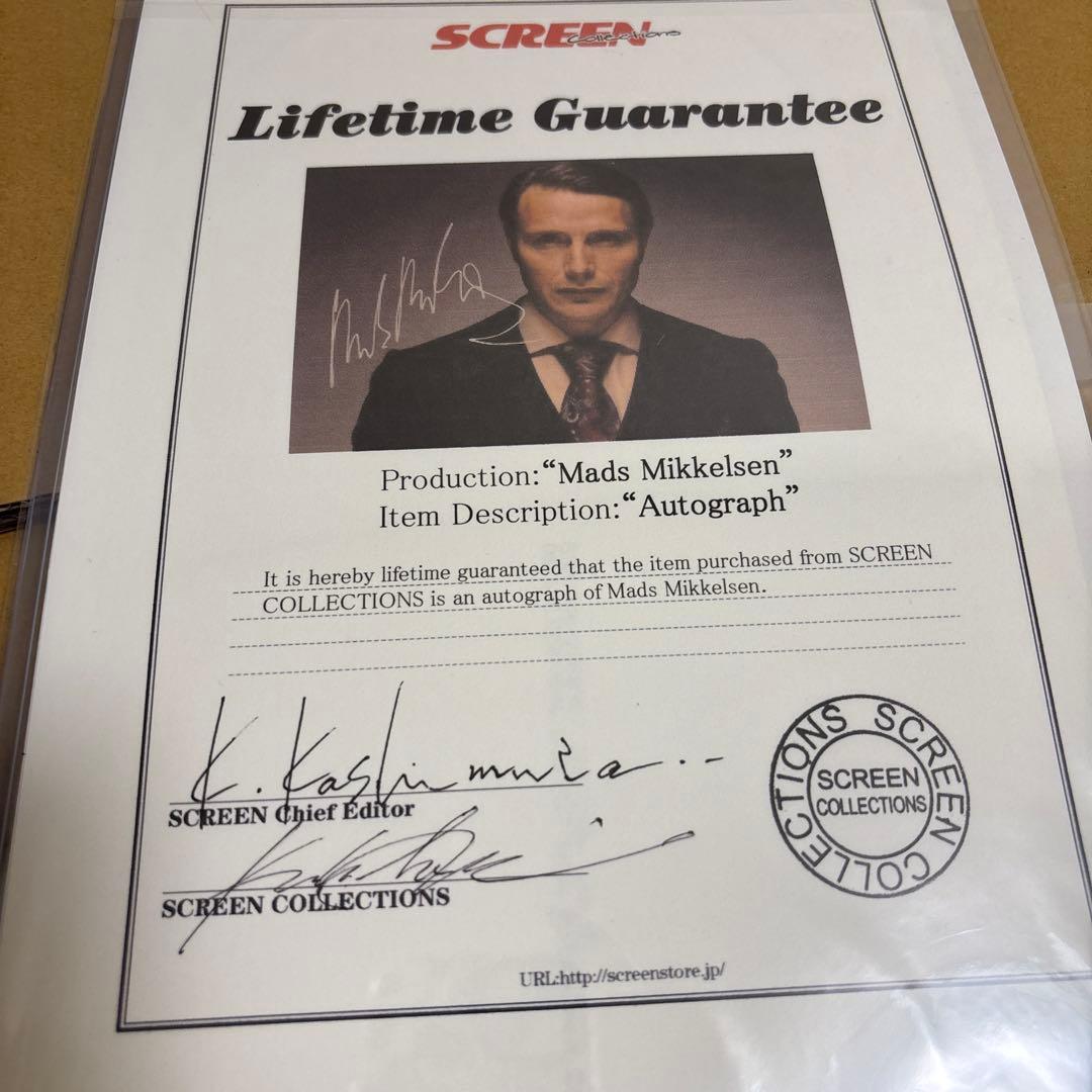 マッツ ミケルセン　直筆オートグラフ（保証書付き）