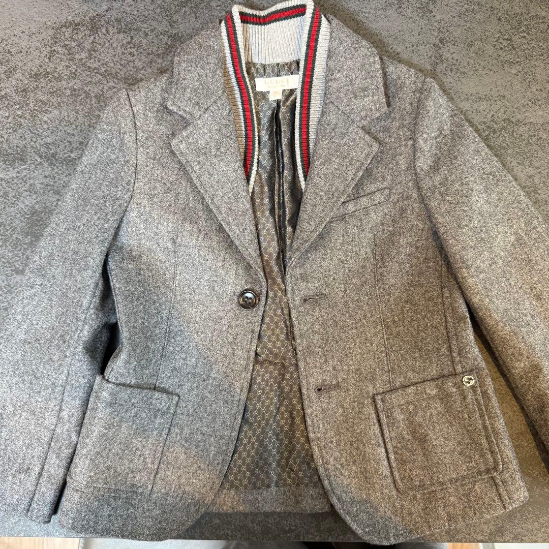GUCCI ベビー キッズ ウール ジャケット グレー 極美品
