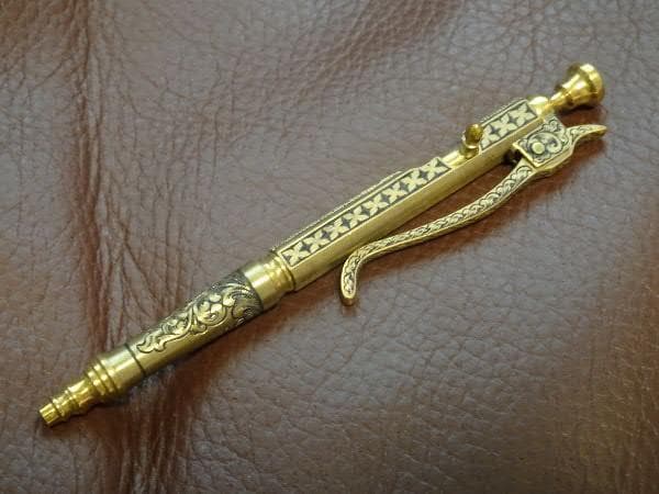 中山英俊 ボルトアクション・ミニボールペン brass TETORI彫金