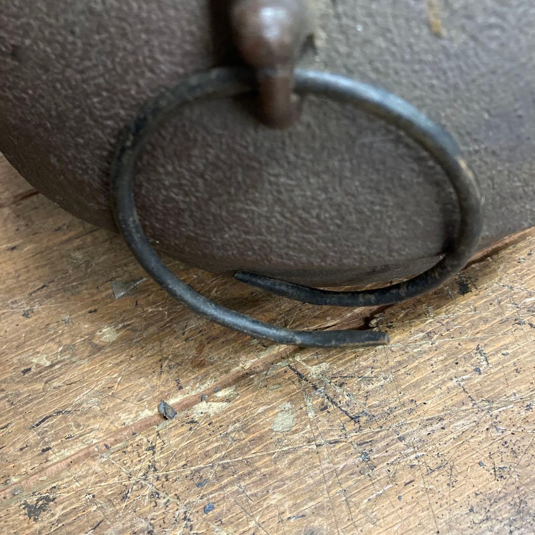 E4 古鉄 鉄瓶 風炉釜 鉄釜 茶道具 囲炉裏 火鉢 古民具 炭火 骨董 骨董品