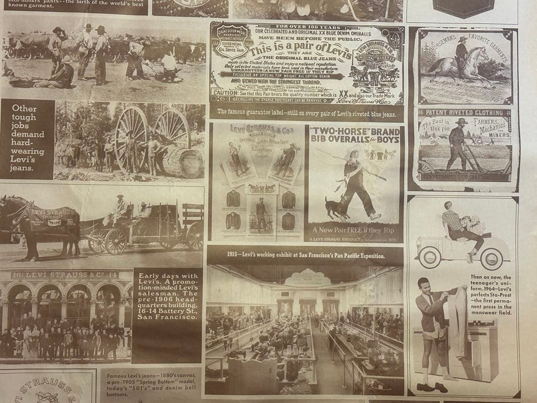 レア70年代オリジナルLEVISリーバイス販促用ビンテージ歴史ポスターBIG E