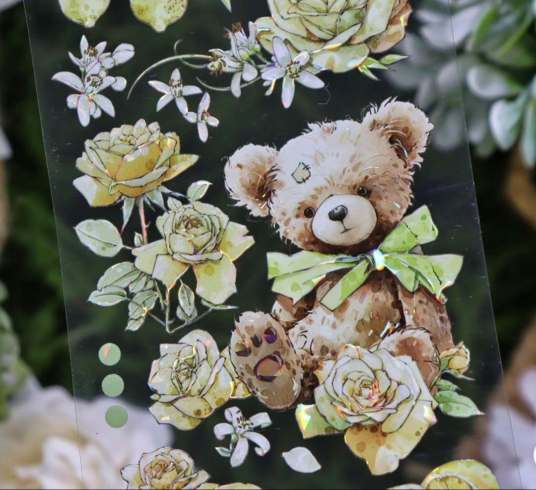 海外マスキングテープ巻売り 夏日香気 テディベア 人物マスキングテープ825